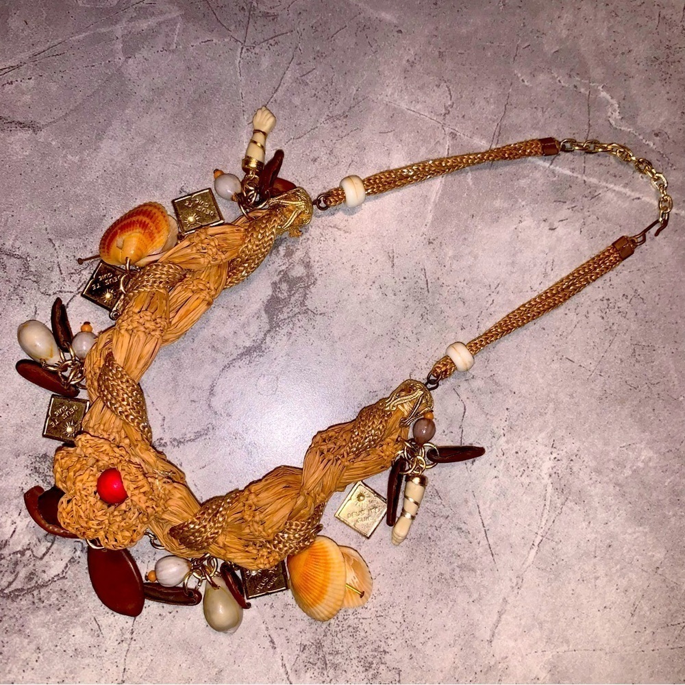 Vintage Unique Woven Vintage Handmade Choker Charm Necklace Maximalism Art Rare - Picture 2 of 12